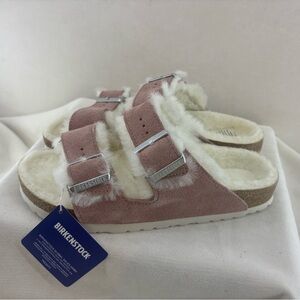 Birkenstock Arizona Shearling Pink Clay Suede- narrow fit NIB